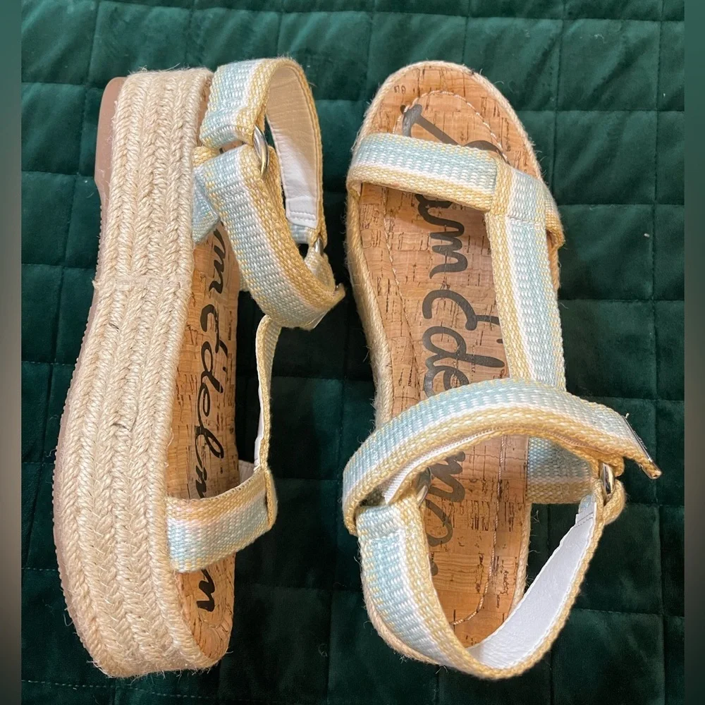 Sam Edelman Blue and Tan Platform sandals